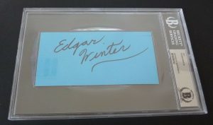 EDGAR WINTER SIGNED AUTOGRAPHED 3X6 CUT BECKETT CERTIFIED SLABBED COLLECTIBLE MEMORABILIA