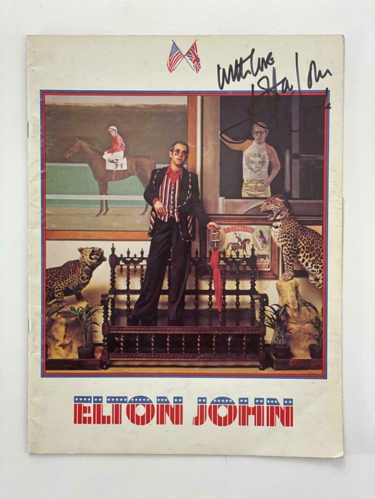 ELTON JOHN SIGNED AUTOGRAPH 1974 CARIBOU TOUR PROGRAM BOOK – VERY RARE! REAL COA COLLECTIBLE MEMORABILIA