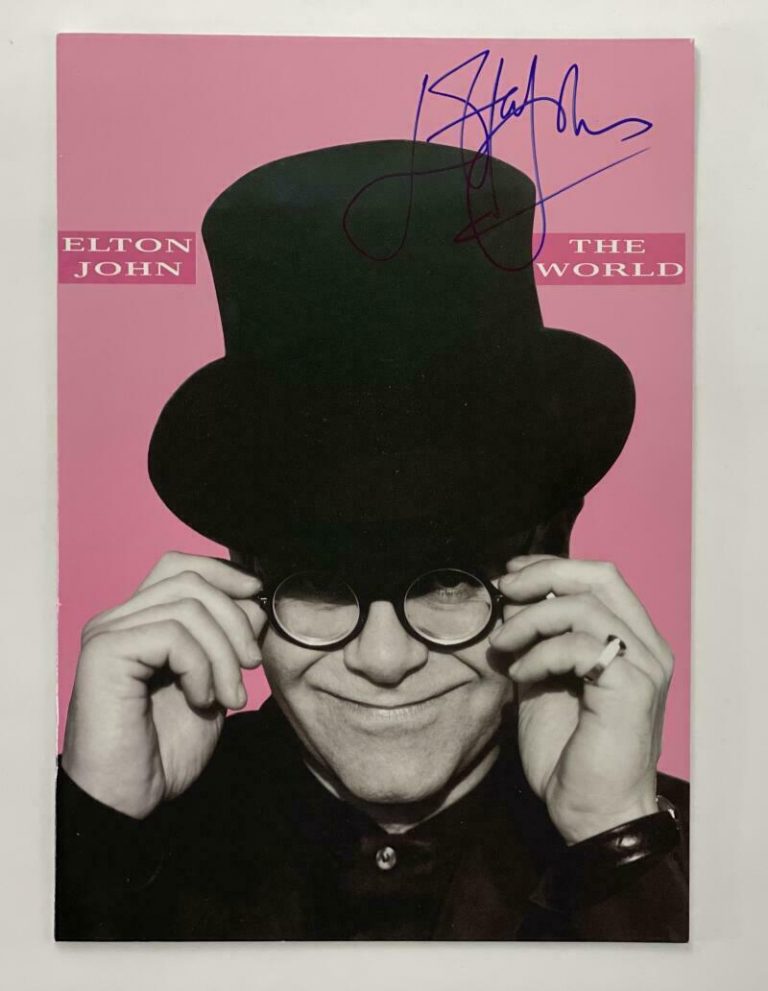 ELTON JOHN SIGNED AUTOGRAPH 1989-90 THE WORLD TOUR PROGRAM BOOK – RARE! W/ JSA COLLECTIBLE MEMORABILIA