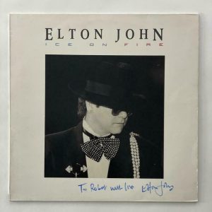 ELTON JOHN SIGNED AUTOGRAPH ALBUM VINYL RECORD – ICE ON FIRE “TO ROBERT” W/ JSA COLLECTIBLE MEMORABILIA