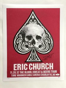 ERIC CHURCH SIGNED AUTOGRAPH 16X20 CONCERT TOUR POSTER – CHARLOTTE 11/28/12 JSA COLLECTIBLE MEMORABILIA