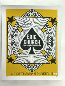 ERIC CHURCH SIGNED AUTOGRAPH 16X20 CONCERT TOUR POSTER – WICHITA, KS 12/8/12 JSA COLLECTIBLE MEMORABILIA