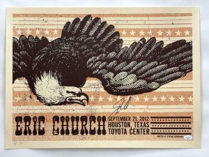ERIC CHURCH SIGNED AUTOGRAPH 16X22 CONCERT TOUR POSTER – HOUSTON TX 9/21/12 JSA COLLECTIBLE MEMORABILIA