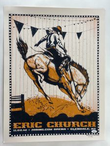 ERIC CHURCH SIGNED AUTOGRAPH 18X24 CONCERT TOUR POSTER – GLENDALE AZ 11/2/12 JSA COLLECTIBLE MEMORABILIA