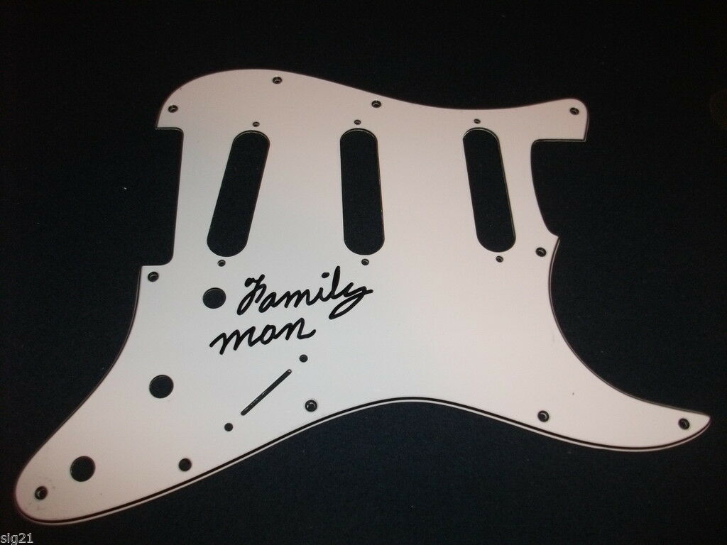 Family Man Aston Barnett Signed Guitar Pickguard PSA