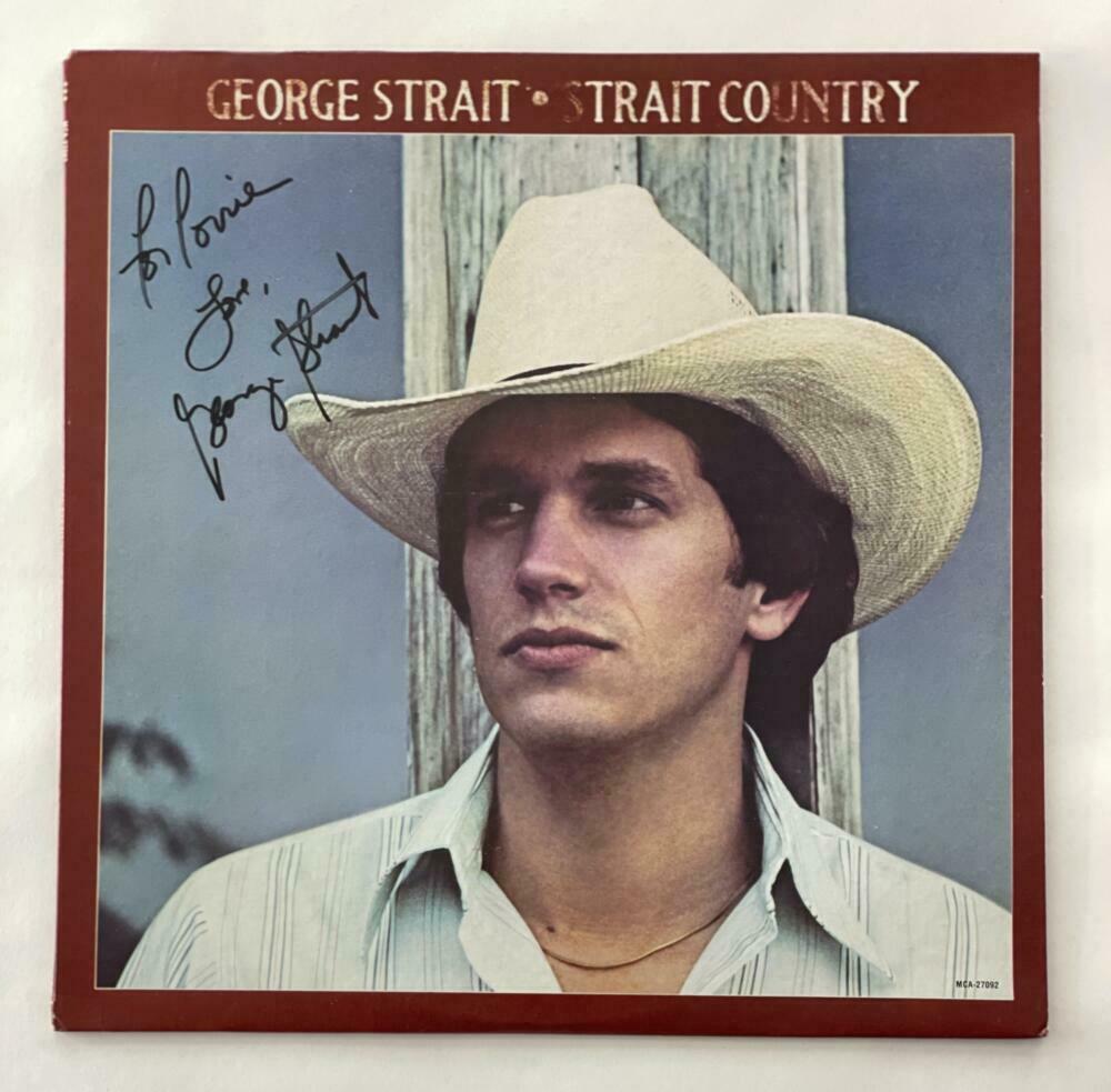 STRAIT SIGNED AUTOGRAPH ALBUM VINYL RECORD STRAIT COUNTRY ICON