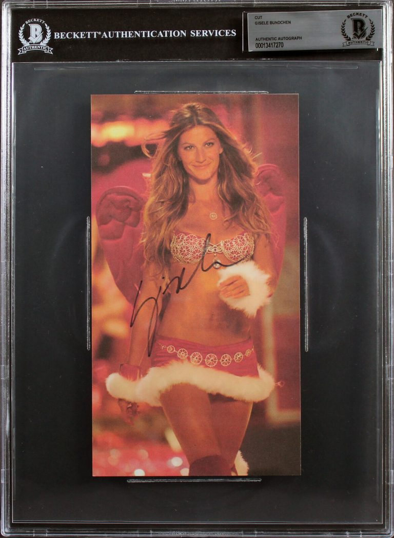 GISELE BUNDCHEN AUTHENTIC SIGNED 4.5×8.5 CUT SIGNATURE BAS SLABBED COLLECTIBLE MEMORABILIA
