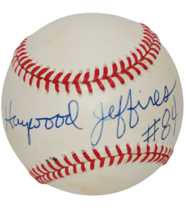 HAYWOOD JEFFRIES SIGNED NL BASEBALL (HOUSTON OILERS) NORTH CAROLINA STATE W/COA COLLECTIBLE MEMORABILIA