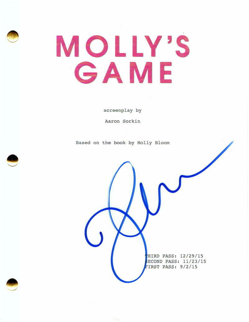 Jessica Chastain Signed Autograph Mollys Game Full Movie Script Very Rare Autographia 