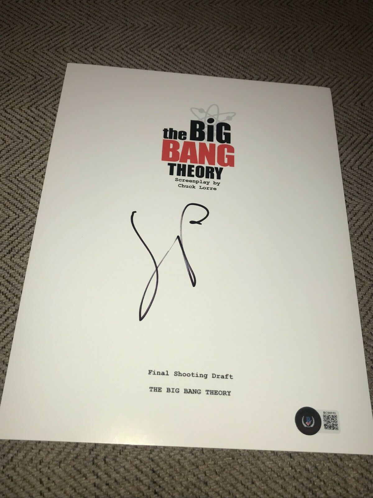 Jim Parsons Signed Autograph Script The Big Bang Theory Beckett Bas