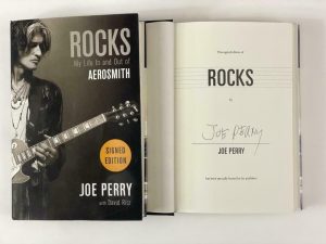 JOE PERRY SIGNED AUTOGRAPH “ROCKS” BOOK – AEROSMITH LEGEND, TOYS IN THE ATTIC COLLECTIBLE MEMORABILIA