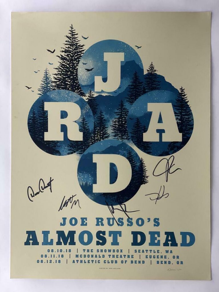 JOE RUSSO’S ALMOST DEAD SIGNED AUTOGRAPH 18X24 CONCERT TOUR POSTER SEATTLE 2018 COLLECTIBLE MEMORABILIA