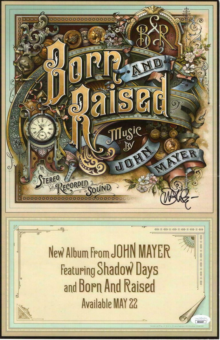 JOHN MAYER SIGNED AUTOGRAPH 11X17 BORN AND RAISED LE ALBUM POSTER – RARE! W/ JSA COLLECTIBLE MEMORABILIA