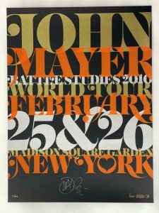 JOHN MAYER SIGNED AUTOGRAPH 18X24 CONCERT TOUR POSTER – NEW YORK MSG 2/25/10 JSA COLLECTIBLE MEMORABILIA
