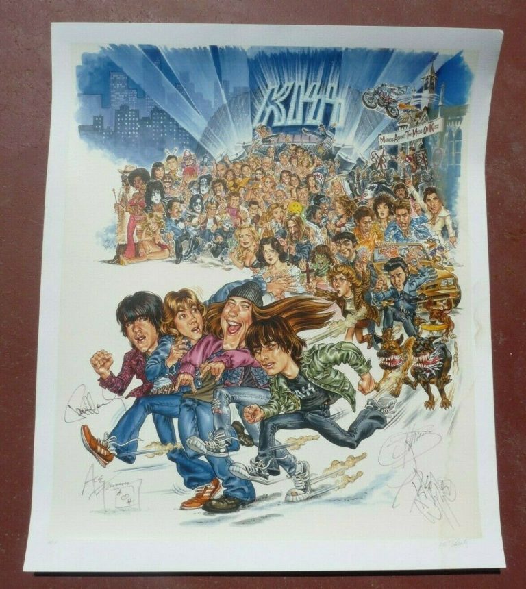 KISS 1999 DETROIT ROCK CITY SIGNED 35×41 POSTER LITHOGRAPH BAS CERTIFIED 1 OF 5 COLLECTIBLE MEMORABILIA