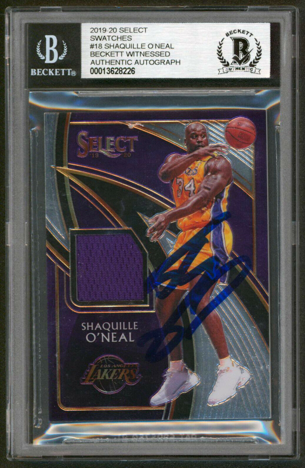 Lakers Shaquille O'Neal Authentic Signed 2019 Select Swatches #18 Card ...