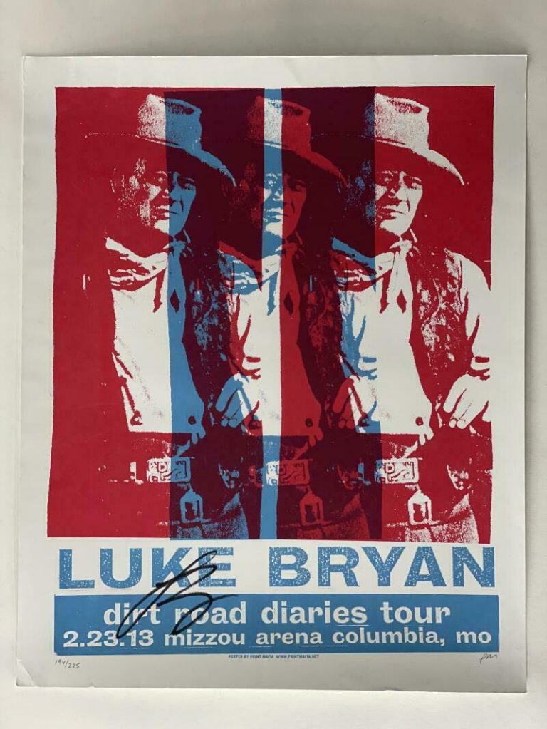LUKE BRYAN SIGNED AUTOGRAPH 16X20 CONCERT TOUR POSTER – COLUMBIA MO 2/23/13 JSA COLLECTIBLE MEMORABILIA