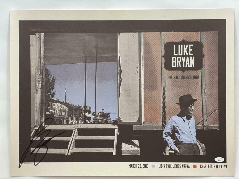 LUKE BRYAN SIGNED AUTOGRAPH 18X24 CONCERT TOUR POSTER – CHARLOTTESVILLE 2013 JSA COLLECTIBLE MEMORABILIA