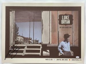 LUKE BRYAN SIGNED AUTOGRAPH 18X24 CONCERT TOUR POSTER – CHARLOTTESVILLE VA JSA COLLECTIBLE MEMORABILIA