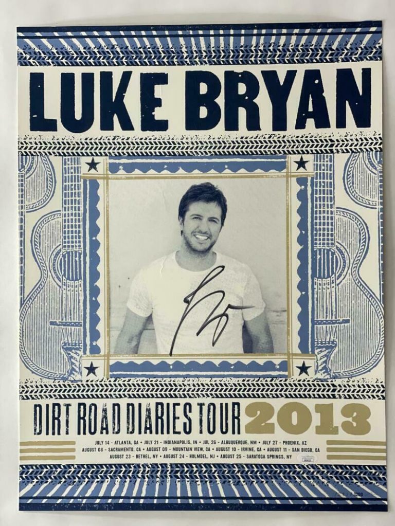 LUKE BRYAN SIGNED AUTOGRAPH 18X24 CONCERT TOUR POSTER – DIRT ROAD DIARIES 13 JSA COLLECTIBLE MEMORABILIA