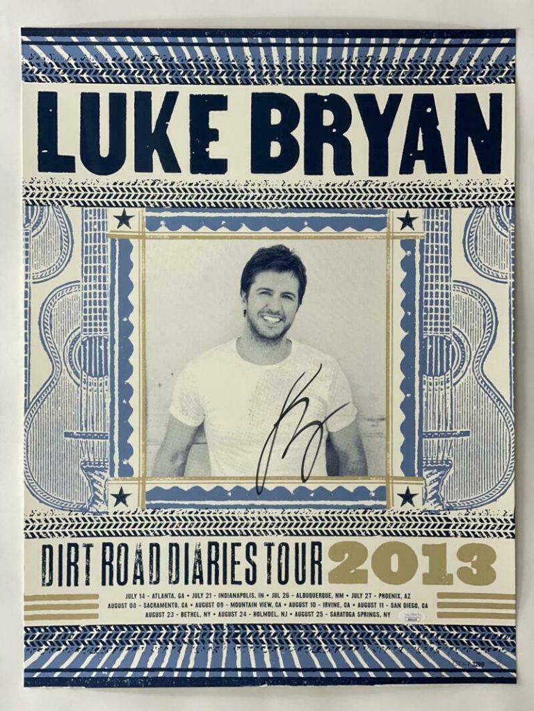 LUKE BRYAN SIGNED AUTOGRAPH 18X24 CONCERT TOUR POSTER – DIRT ROAD DIARIES JSA COLLECTIBLE MEMORABILIA