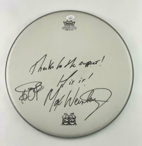 MAX WEINBERG SIGNED AUTOGRAPH 14″ DRUMHEAD BRUCE SPRINGSTEEN E STREET BAND JSA COLLECTIBLE MEMORABILIA