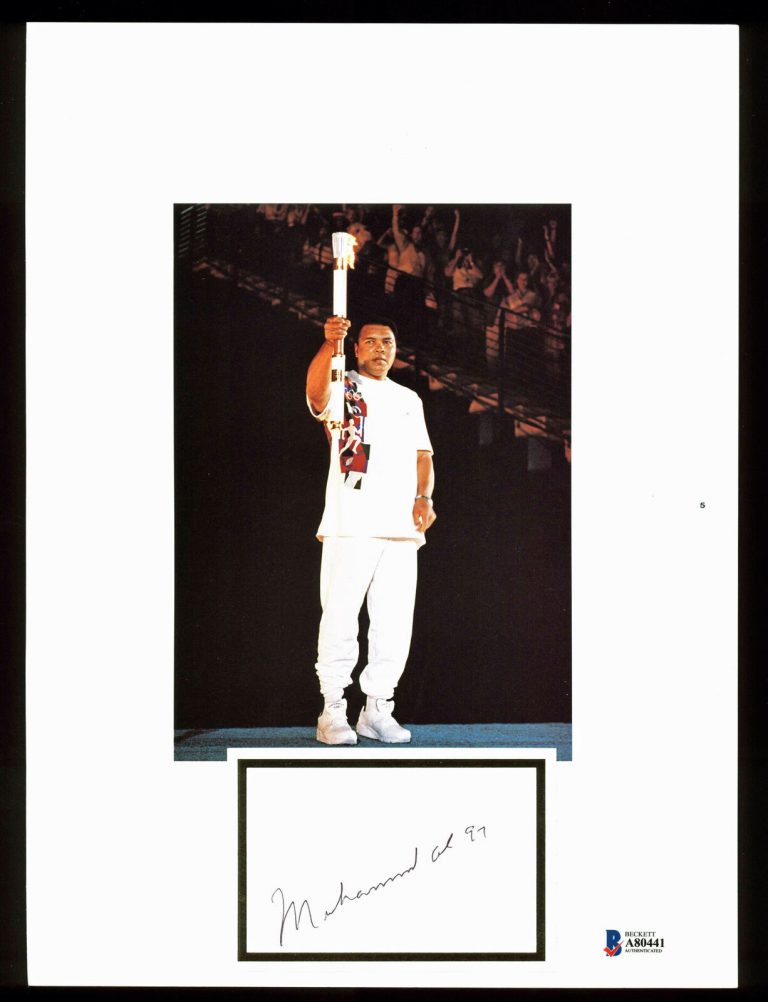 MUHAMMAD ALI “97” AUTHENTIC SIGNED 8.75×11.75 BOOK PAGE AUTOGRAPHED BAS #A80441 COLLECTIBLE MEMORABILIA