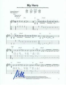 NATE MENDEL SIGNED AUTOGRAPH “MY HERO” SHEET MUSIC – FOO FIGHTERS SONIC HIGHWAYS COLLECTIBLE MEMORABILIA