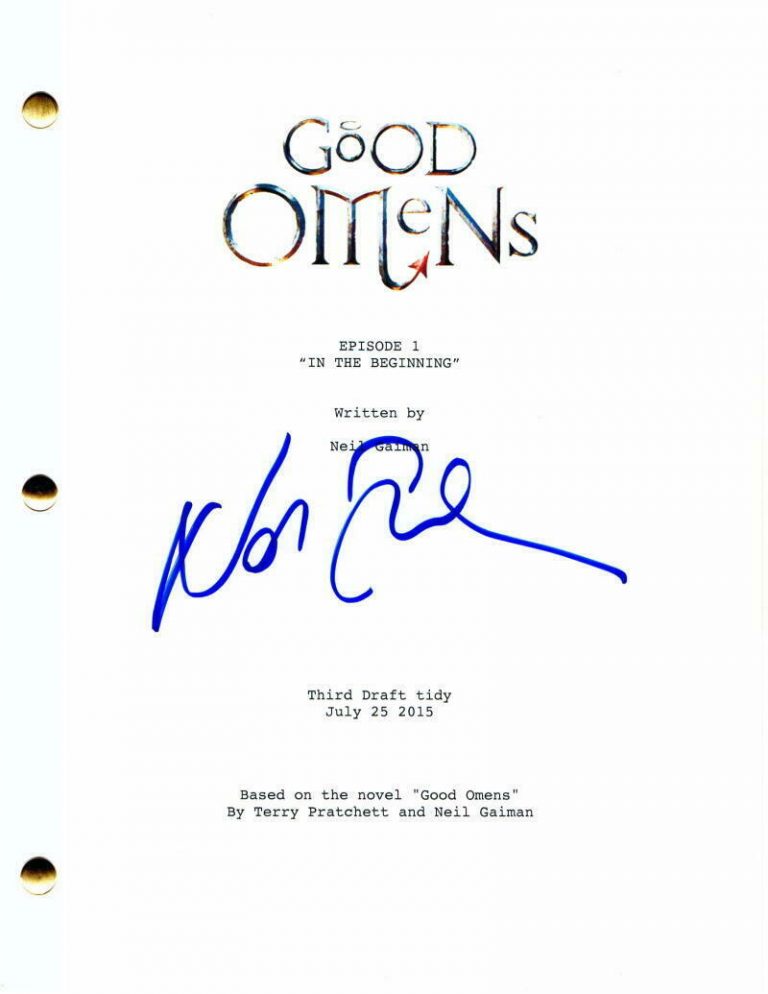 NEIL GAIMAN SIGNED AUTOGRAPH GOOD OMENS PILOT SCRIPT – AMERICAN GODS THE SANDMAN COLLECTIBLE MEMORABILIA