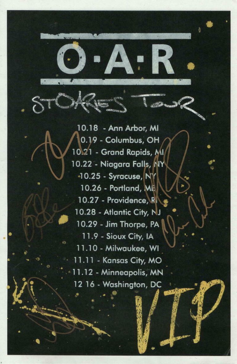OAR FULL BAND (X5) SIGNED AUTOGRAPH 11X17 VIP STOARIES CONCERT TOUR