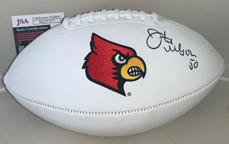 OTIS WILSON BEARS SIGNED LOUISVILLE CARDINALS LOGO FOOTBALL BALL AUTOGRAPHED JSA COLLECTIBLE MEMORABILIA