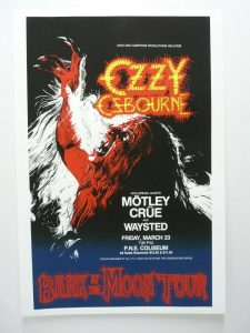 OZZY OSBOURNE & MOTLEY CRUE 17×24 1984 TOUR POSTER LITHOGRAPH POSTER COLLECTIBLE MEMORABILIA