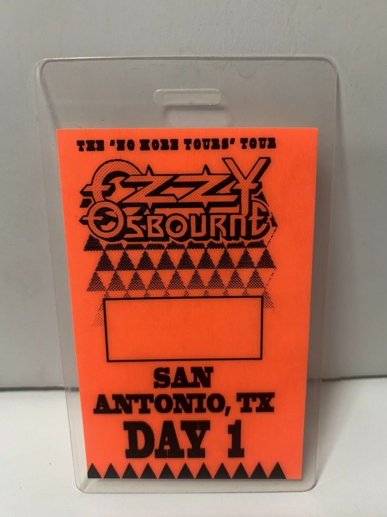 Ozzy Osbourne No More Tours San Antonio 1 Concert Tour Laminate Backstage Pass Autographia 1738