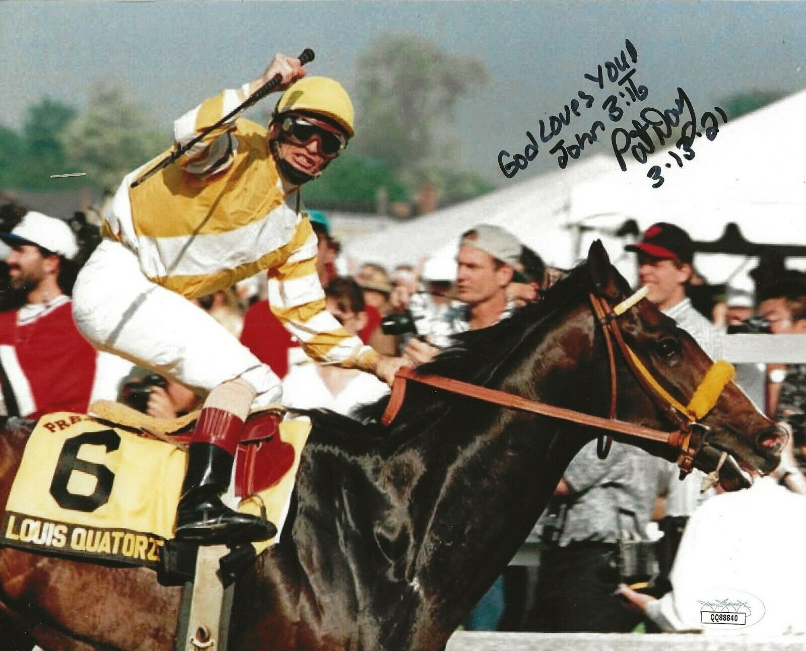 Pat Day Kentucky Derby signed 8x10 photo Hall of Fame Horse Jockey JSA