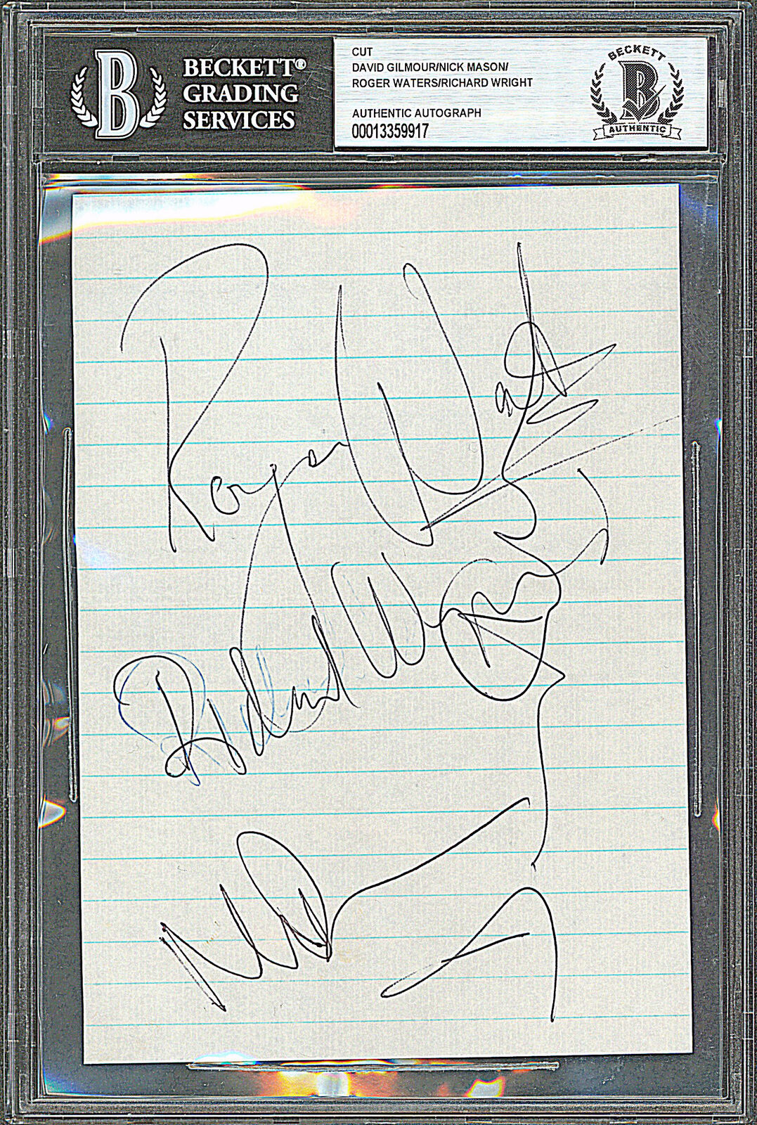 Pink Floyd (4) Gilmour, Waters, Wright & Mason Signed 5x7 Cut Signature ...