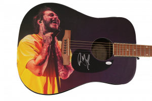 POST MALONE SIGNED AUTOGRAPH CUSTOM ONE-OF-A-KIND GIBSON EPIPHONE GUITAR W/ JSA COLLECTIBLE MEMORABILIA