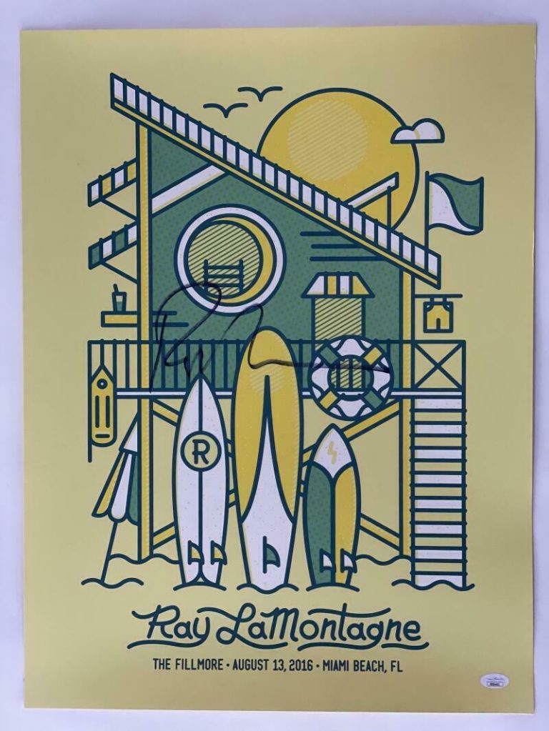 RAY LAMONTAGNE SIGNED AUTOGRAPH 18X24 CONCERT TOUR POSTER – MIAMI FL 8/13/16 JSA COLLECTIBLE MEMORABILIA