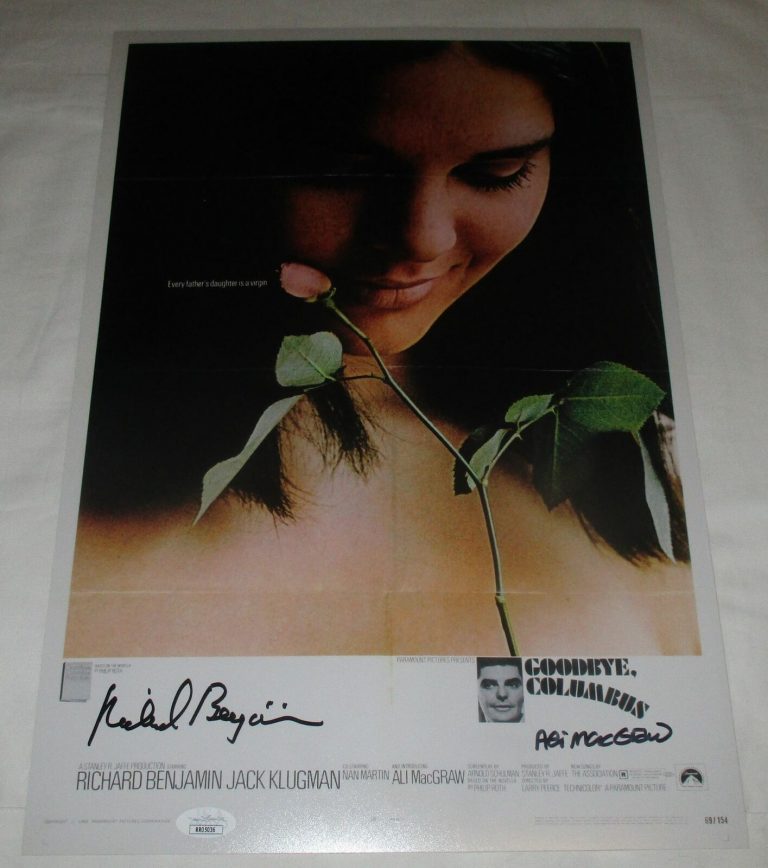 RICHARD BENJAMIN & ALI MACGRAW SIGNED GOODBYE, COLUMBUS 12X18 MOVIE POSTER JSA COLLECTIBLE MEMORABILIA