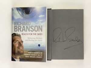 RICHARD BRANSON SIGNED AUTOGRAPH “REACH FOR THE SKIES” BOOK – VIRGIN GALACTIC COLLECTIBLE MEMORABILIA