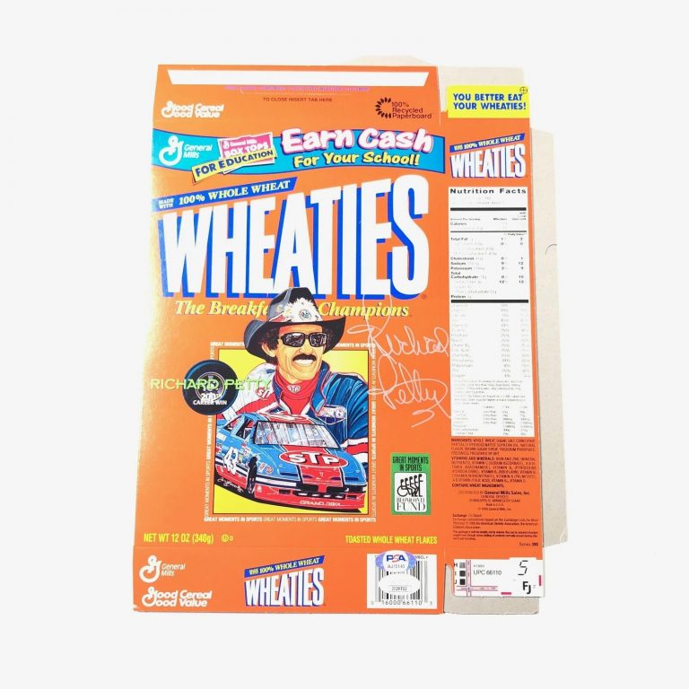 RICHARD PETTY SIGNED CEREAL BOX PSA/DNA AUTOGRAPHED NASCAR RACING COLLECTIBLE MEMORABILIA