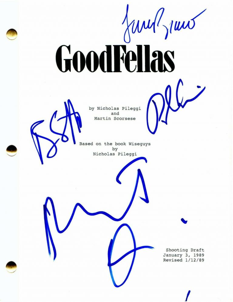 ROBERT DENIRO, RAY LIOTTA, P.SORVINO L.BRACCO SIGNED AUTOGRAPH GOODFELLAS SCRIPT COLLECTIBLE MEMORABILIA