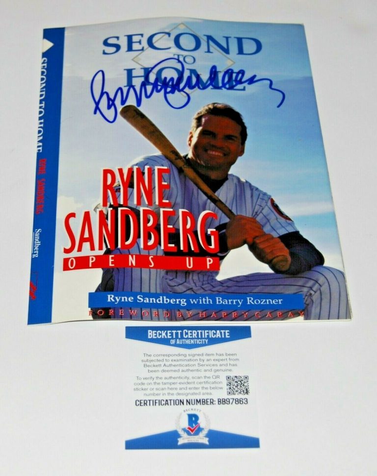 RYNE SANDBERG SIGNED (CHICAGO CUBS) SECOND TO HOME BOOK COVER BECKETT BAS COLLECTIBLE MEMORABILIA