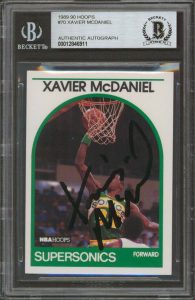 SONICS XAVIER MCDANIEL AUTHENTIC SIGNED 1989 HOOPS #70 CARD BAS SLABBED COLLECTIBLE MEMORABILIA