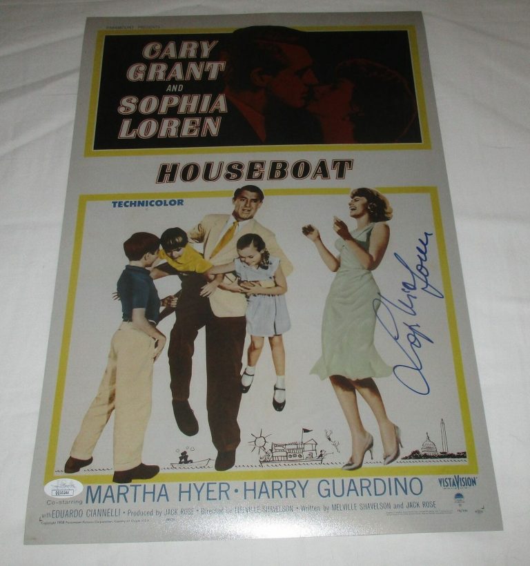 SOPHIA LOREN SIGNED HOUSEBOAT 12X18 MOVIE POSTER JSA COLLECTIBLE MEMORABILIA