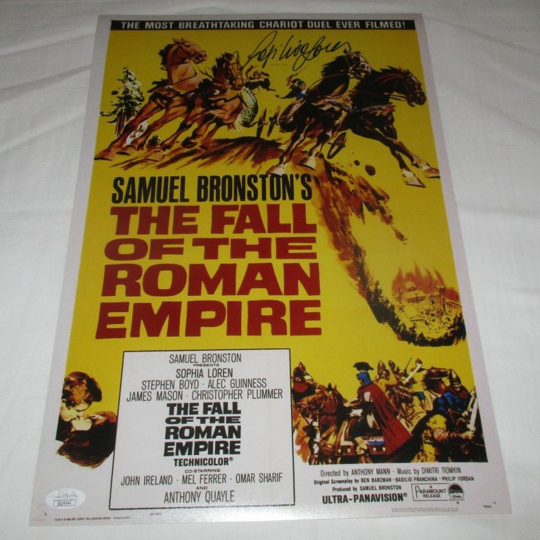 SOPHIA LOREN SIGNED THE FALL OF THE ROMAN EMPIRE 12X18 MOVIE POSTER JSA COLLECTIBLE MEMORABILIA