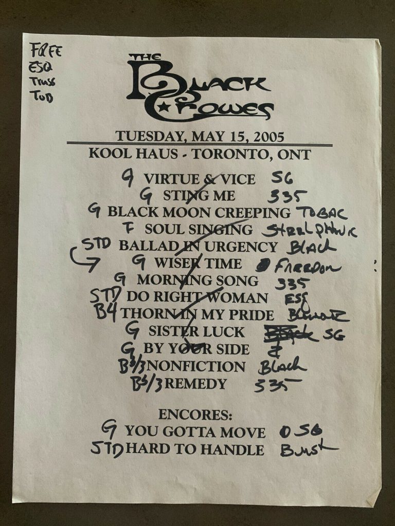 black crowes tour set list