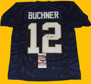 TYLER BUCHNER SIGNED (NOTRE DAME FIGHTING IRISH) NAVY JERSEY JSA WITNESSED COLLECTIBLE MEMORABILIA