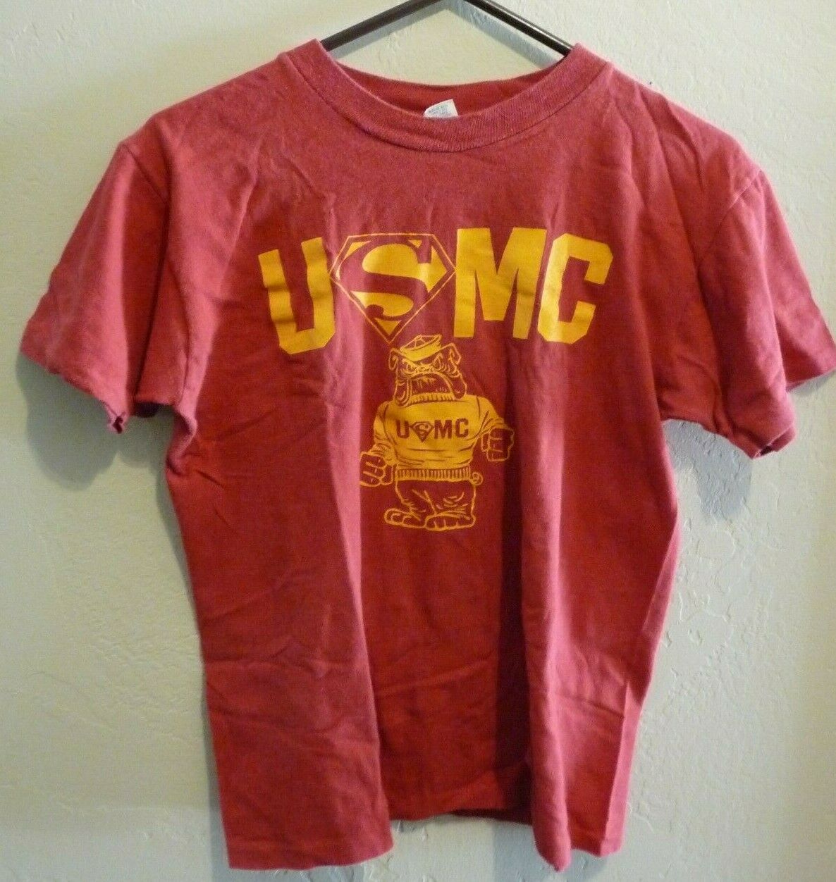 USMC Marines Vintage 1970's Superman Logo Bulldog T Shirt Size M READ ...