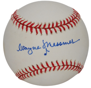 WAYNE MESSMER SIGNED NL OFFICIAL BASEBALL NATIONAL ANTHEM (CHICAGO CUBS) W/COA COLLECTIBLE MEMORABILIA