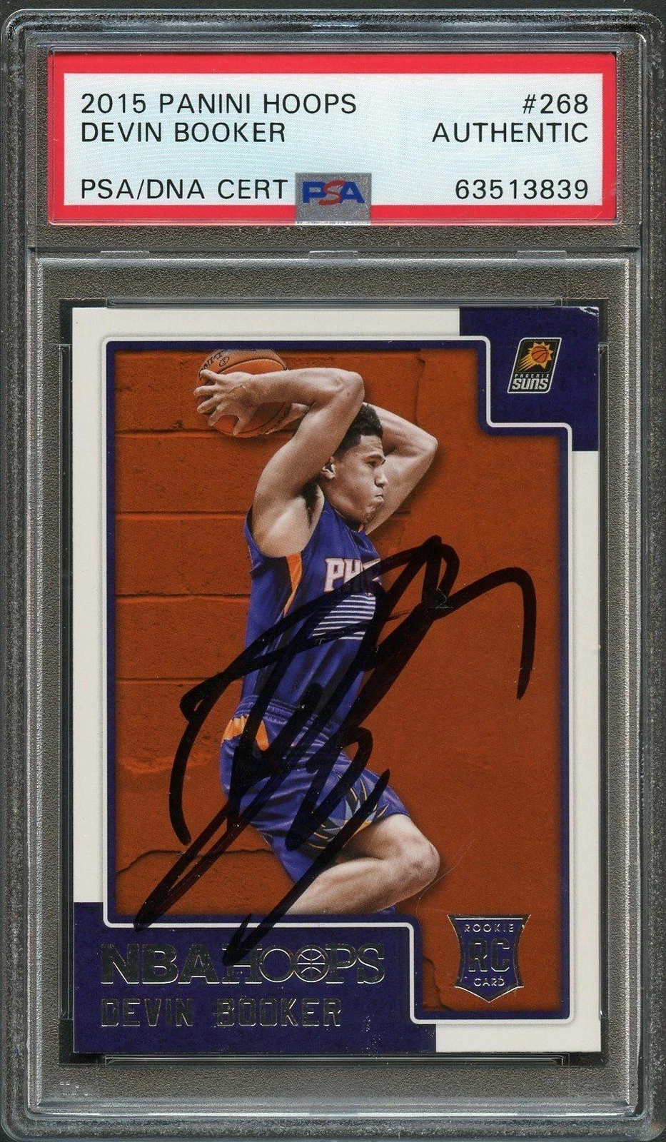 2015-16 NBA Hoops #268 Devin Booker AUTO Signed card PSA Slabbed Autographed RC